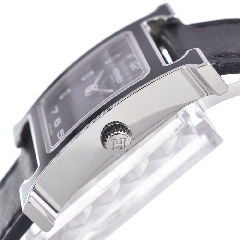 Hermes Heure H Quartz Plated Metal and Leather 21