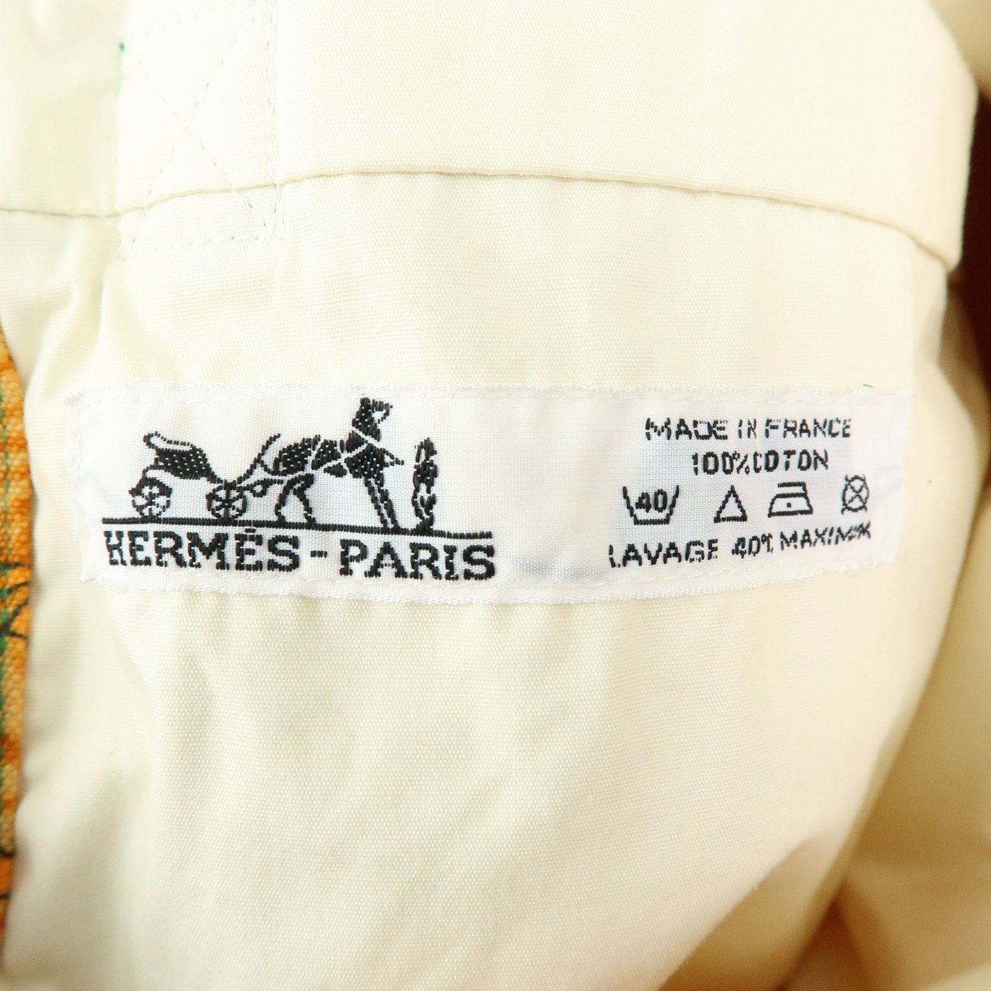 Hermes Vintage Drawstring Bucket Printed Canvas Medium