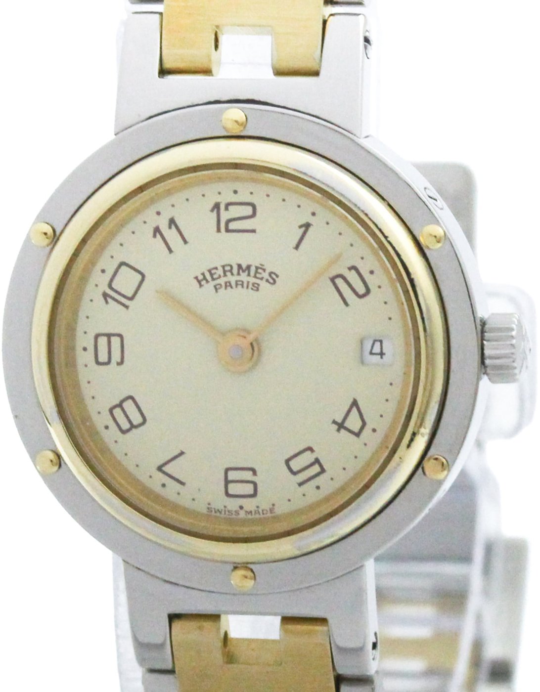 Hermes Clipper Quartz Stainless Steel and Plated Metal 36
