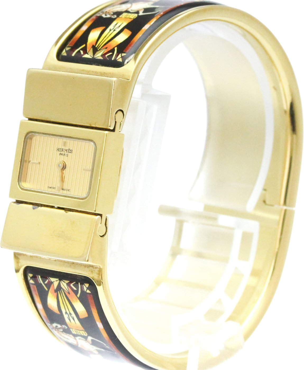 Hermes Loquet Quartz Plated Metal and Printed Enamel 20