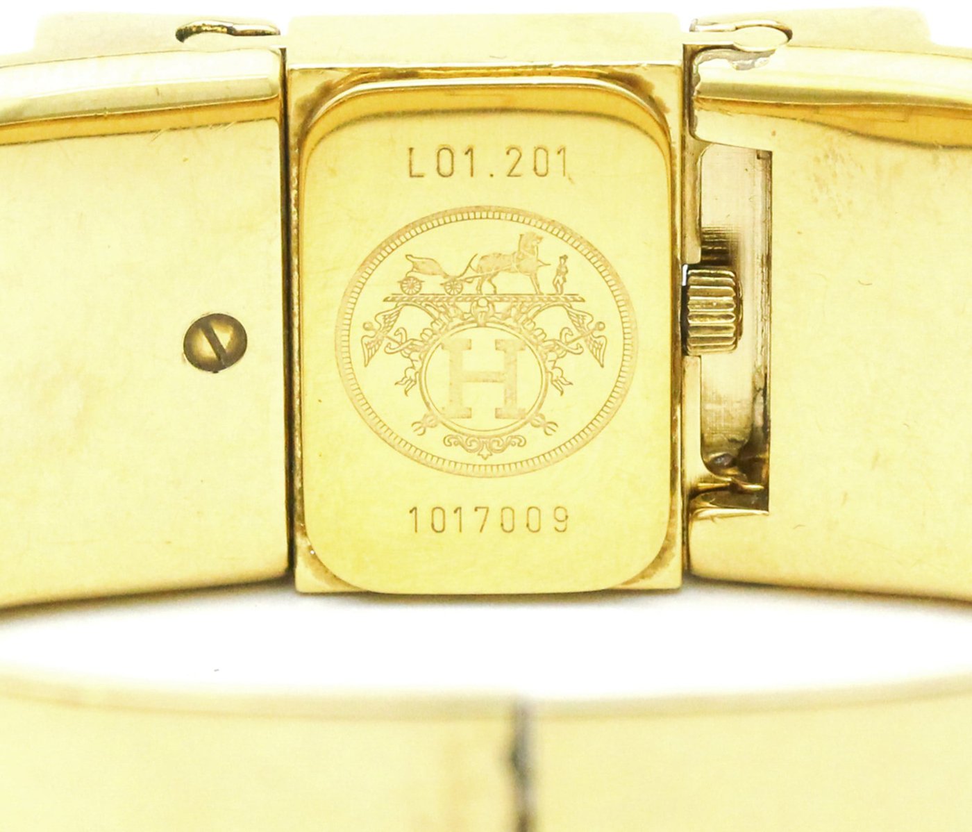 Hermes Loquet Quartz Plated Metal and Printed Enamel 20