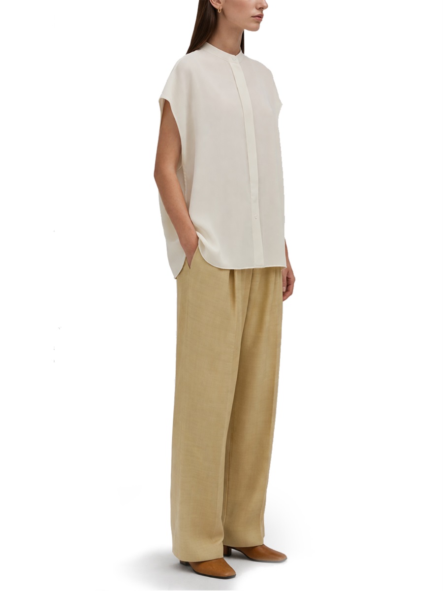 White Loose Boxy High Neckline Blouse