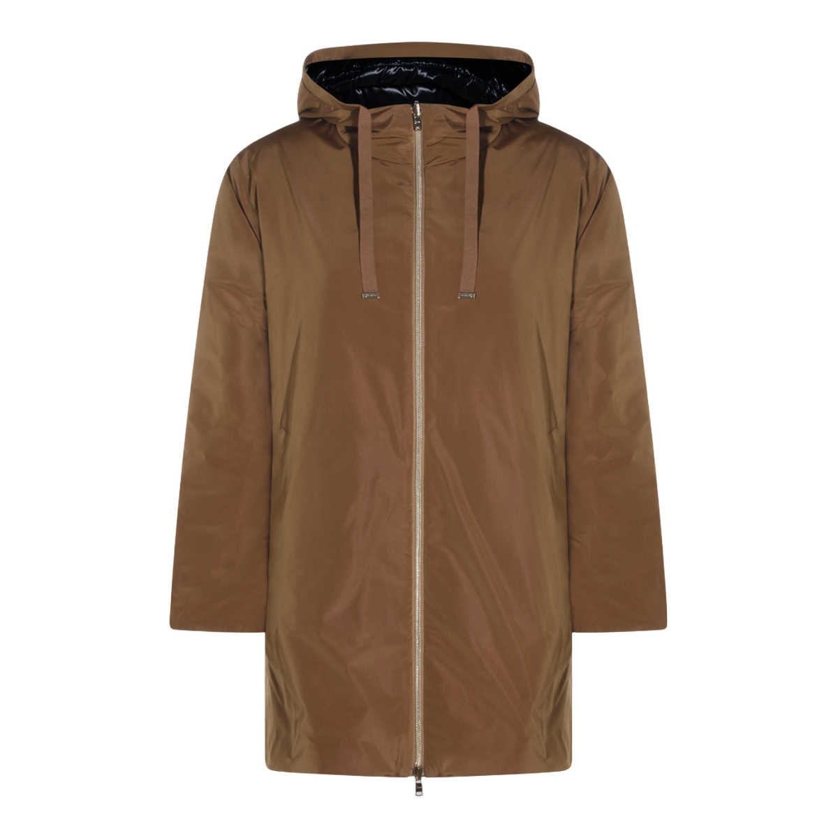 Knee-Length Matte-Finish Coat with Structured Silhouette