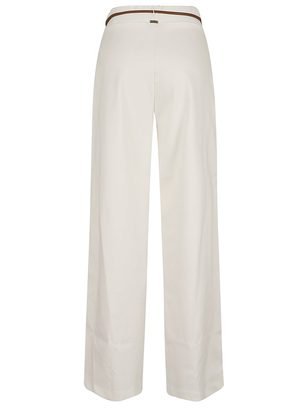 Wide-Leg Trousers with Leather Drawstring Belt and Fluid Cut