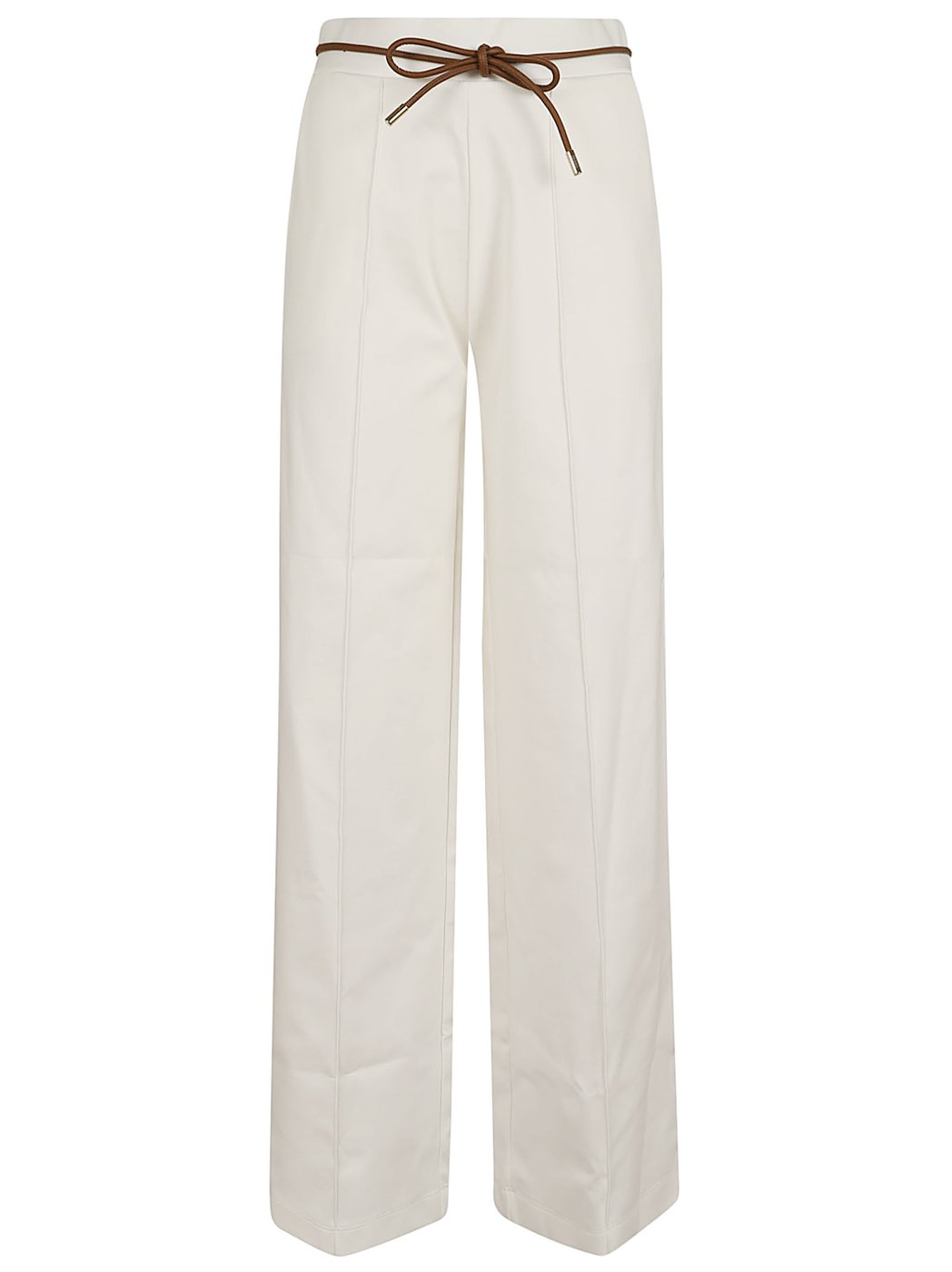 Wide-Leg Trousers with Leather Drawstring Belt and Fluid Cut