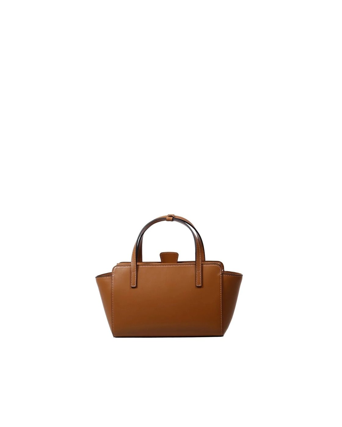 Structured Calfskin Shoulder Bag with Flap Closure