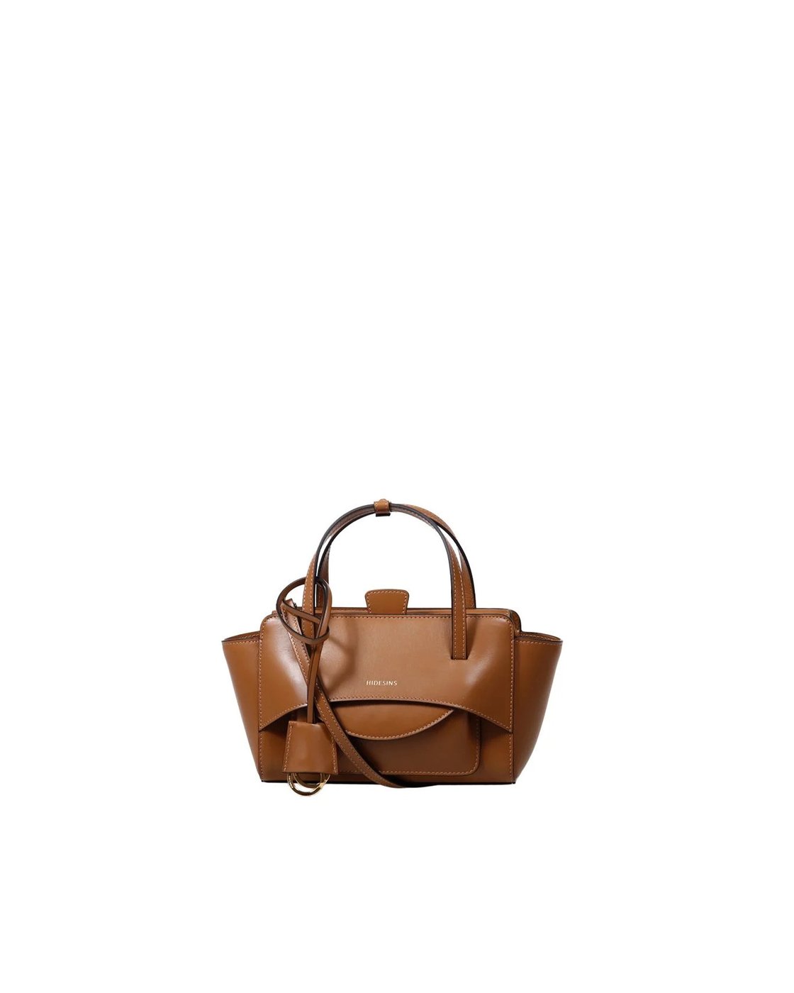 Structured Calfskin Shoulder Bag with Flap Closure