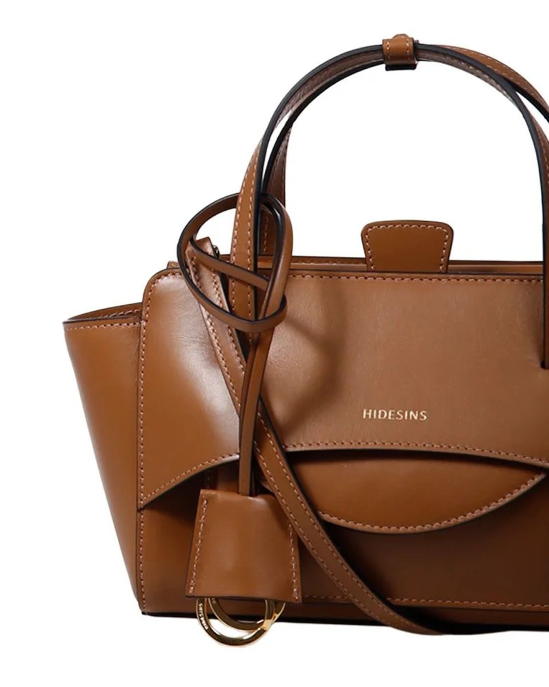 Structured Calfskin Shoulder Bag with Flap Closure