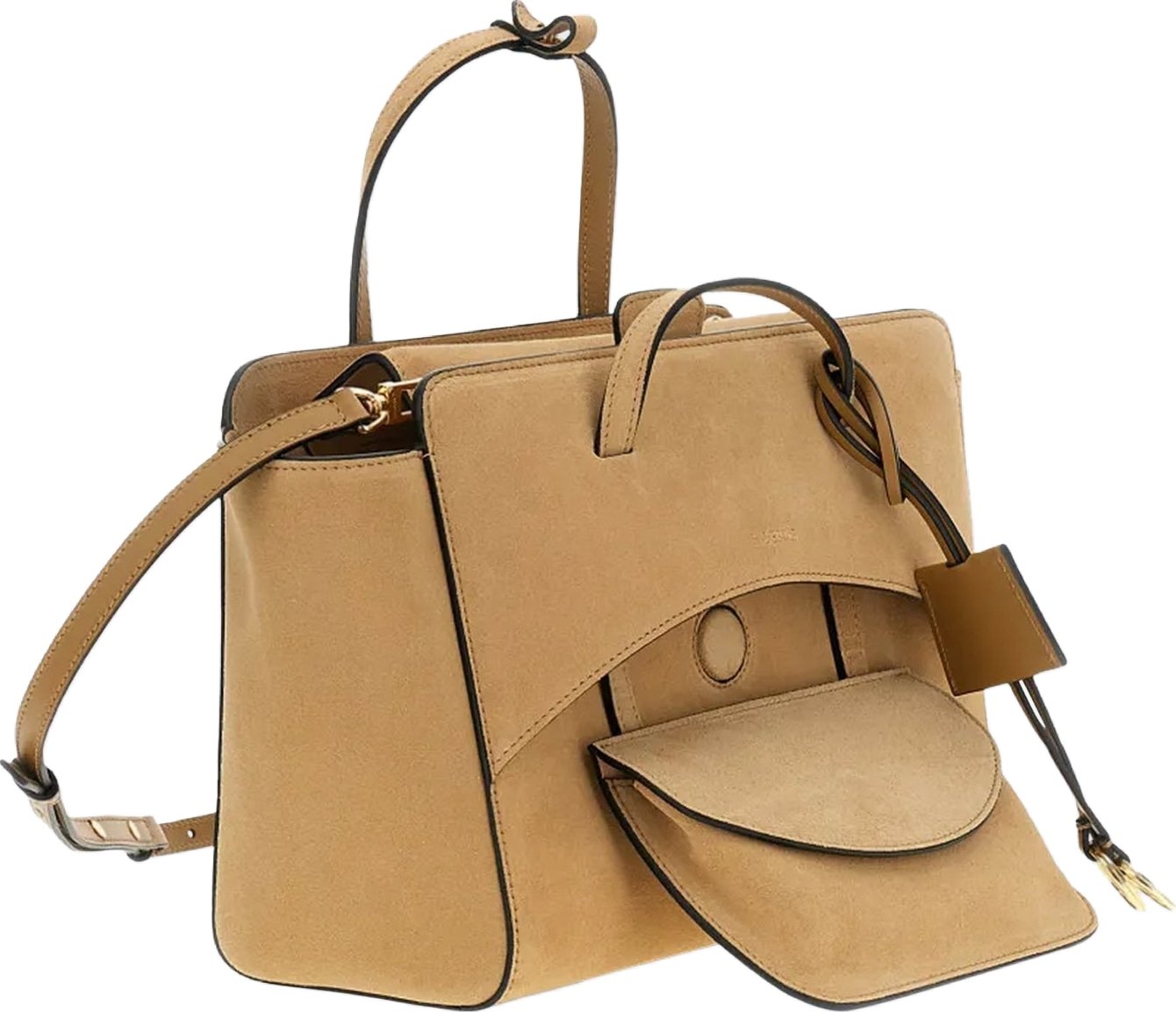 Dames Flap M Suede Camel