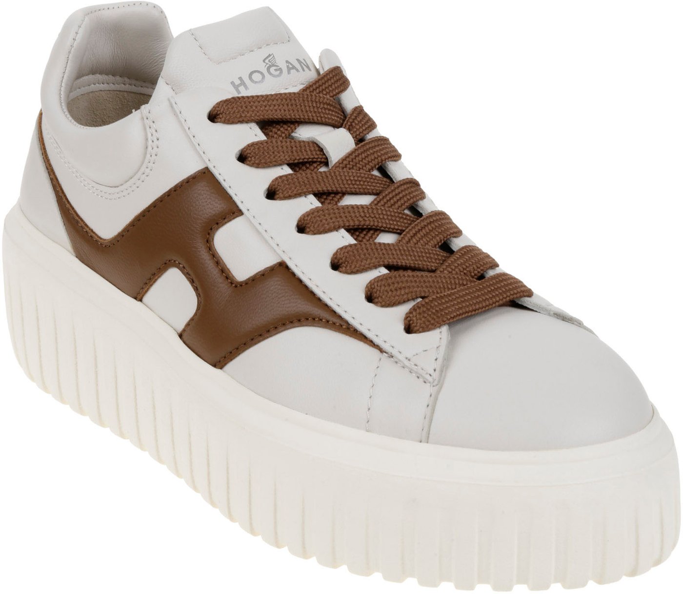 Flat Shoes H Bianco/Cognac