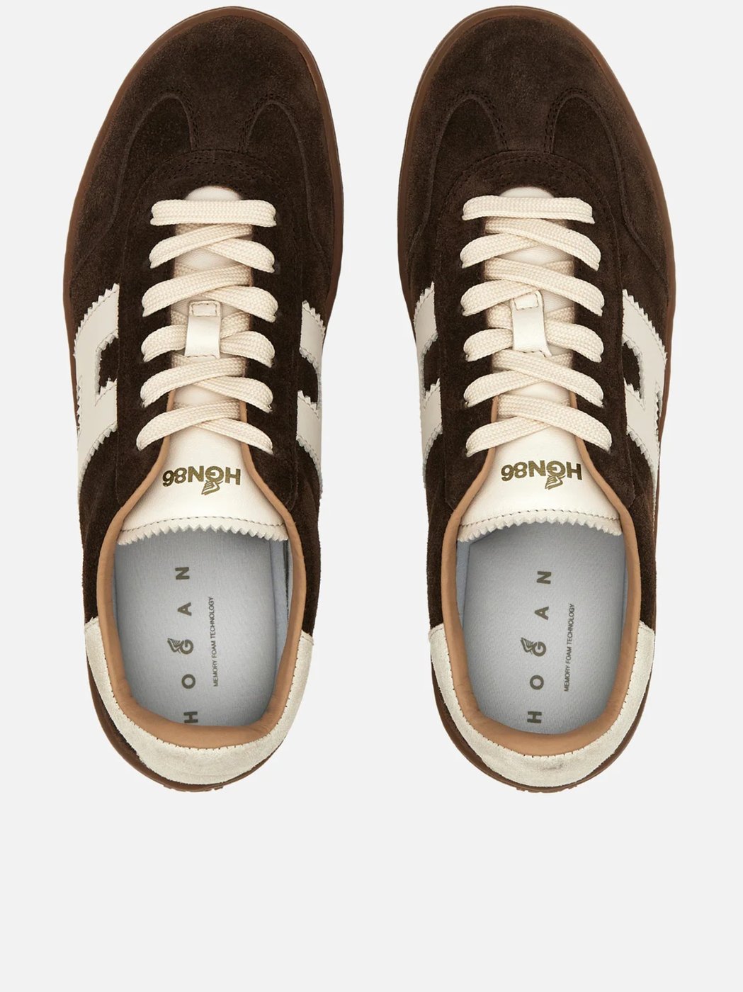 Dark Brown Suede Low-Top Sneakers With Cream Logo