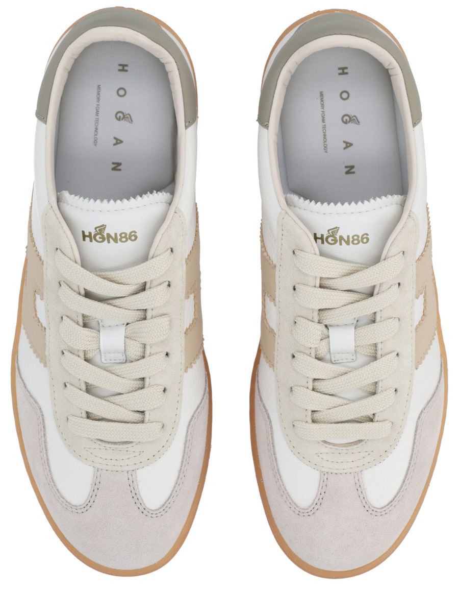 Beige Cool Side Stitched Logo Sneakers