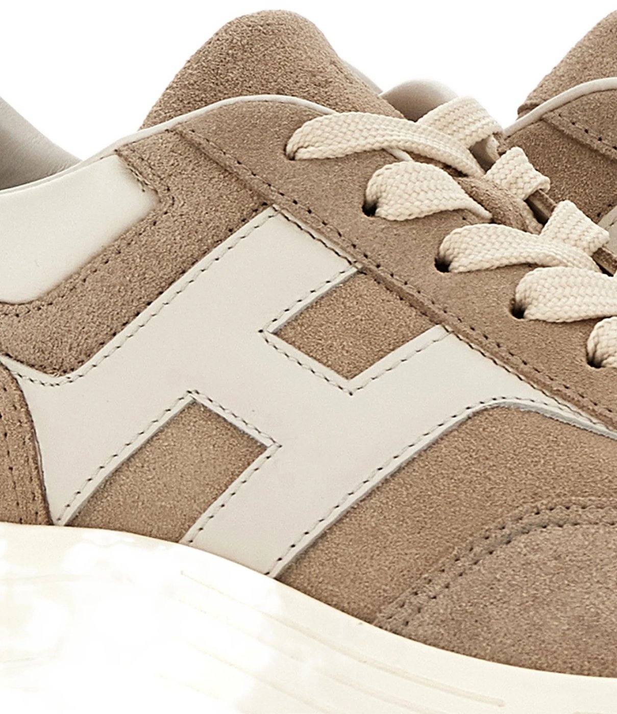 Beige Chunky Suede Cream Leather Sneakers