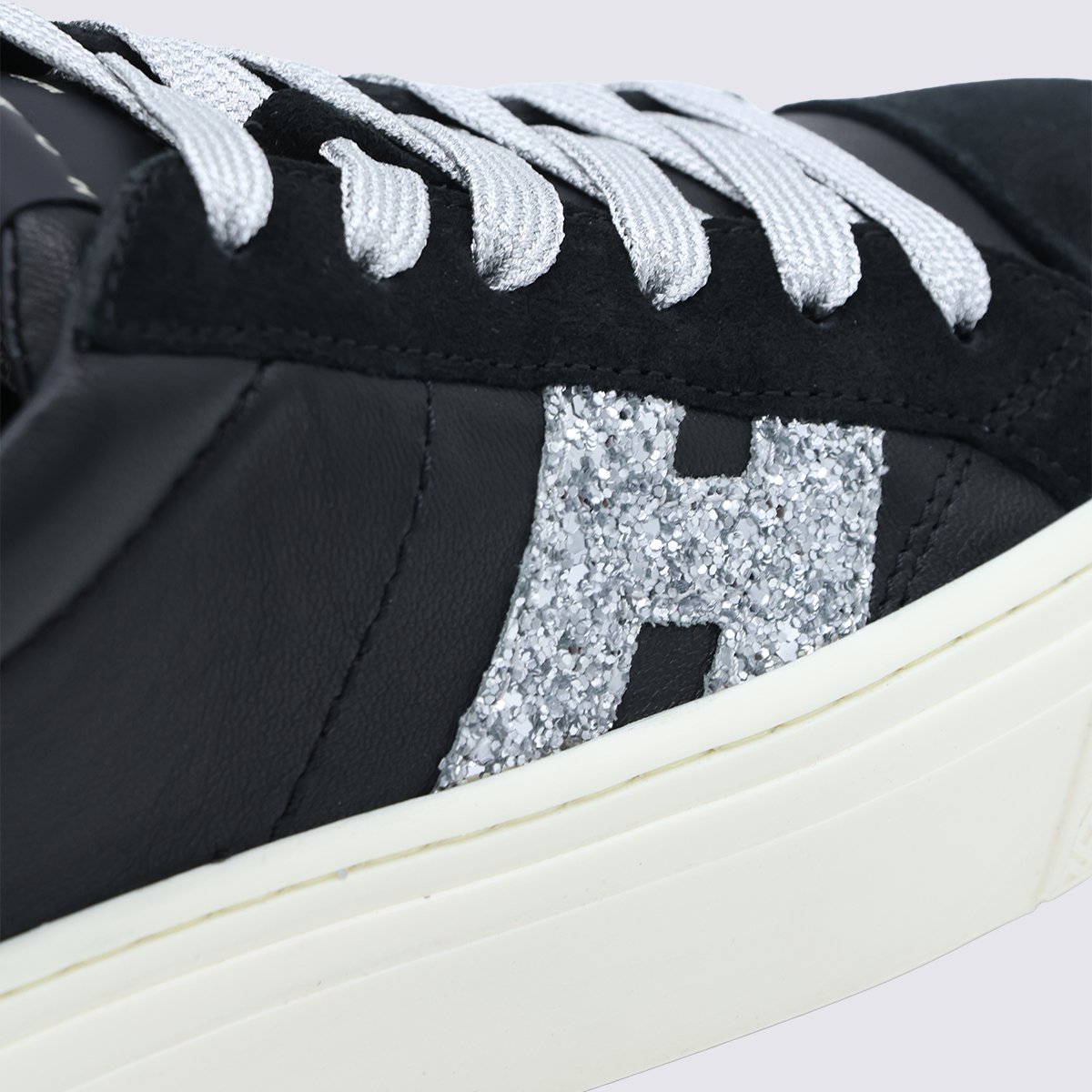 Black Sneakers with Silver Glitter Detail
