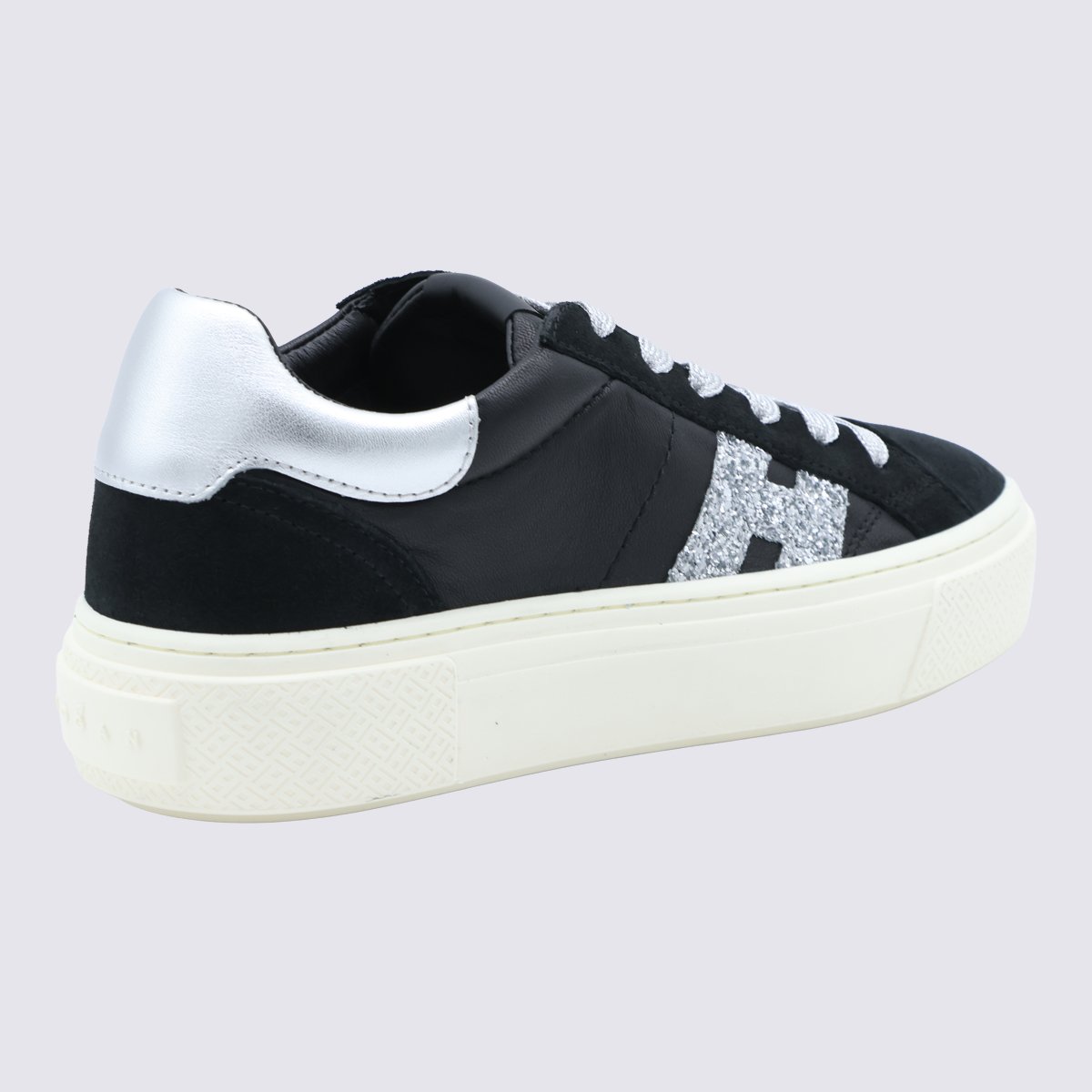 Black Sneakers with Silver Glitter Detail