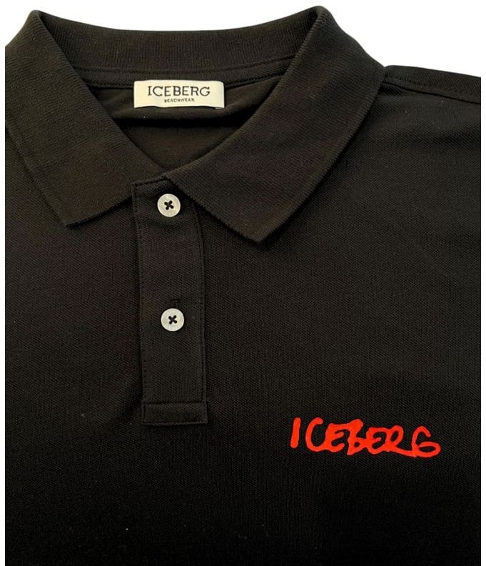 Iceberg Black Cotton Men Polo Shirt