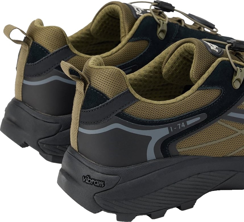 Green and black colour-block outdoor sneakers