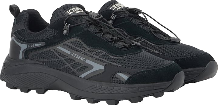 Black and grey colour-block outdoor sneakers