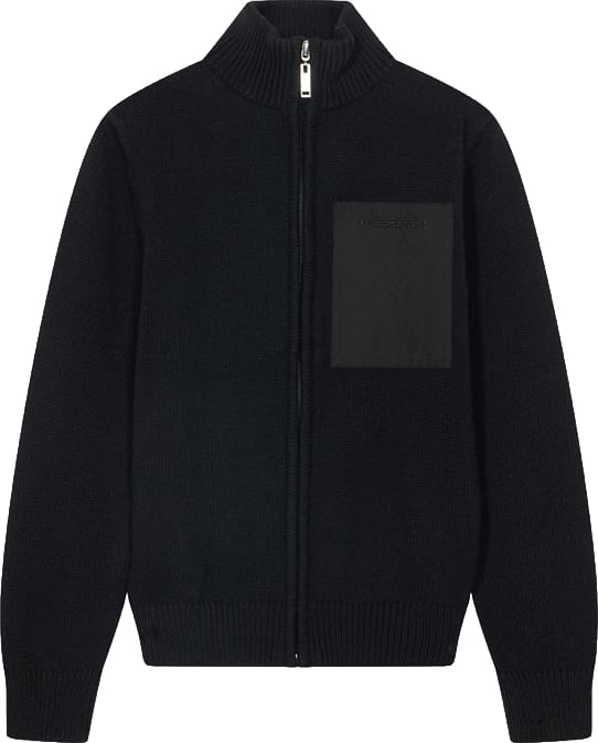 Boys' zip-up cardigan with black nylon pocket