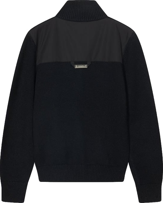 Boys' zip-up cardigan with black nylon pocket