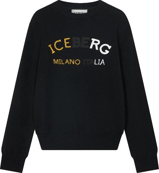 Boys' crew-neck sweater with black Iceberg logo