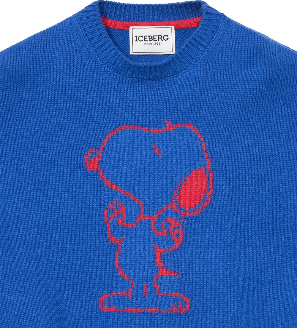 Boys' crew-neck sweater with blue Snoopy graphic