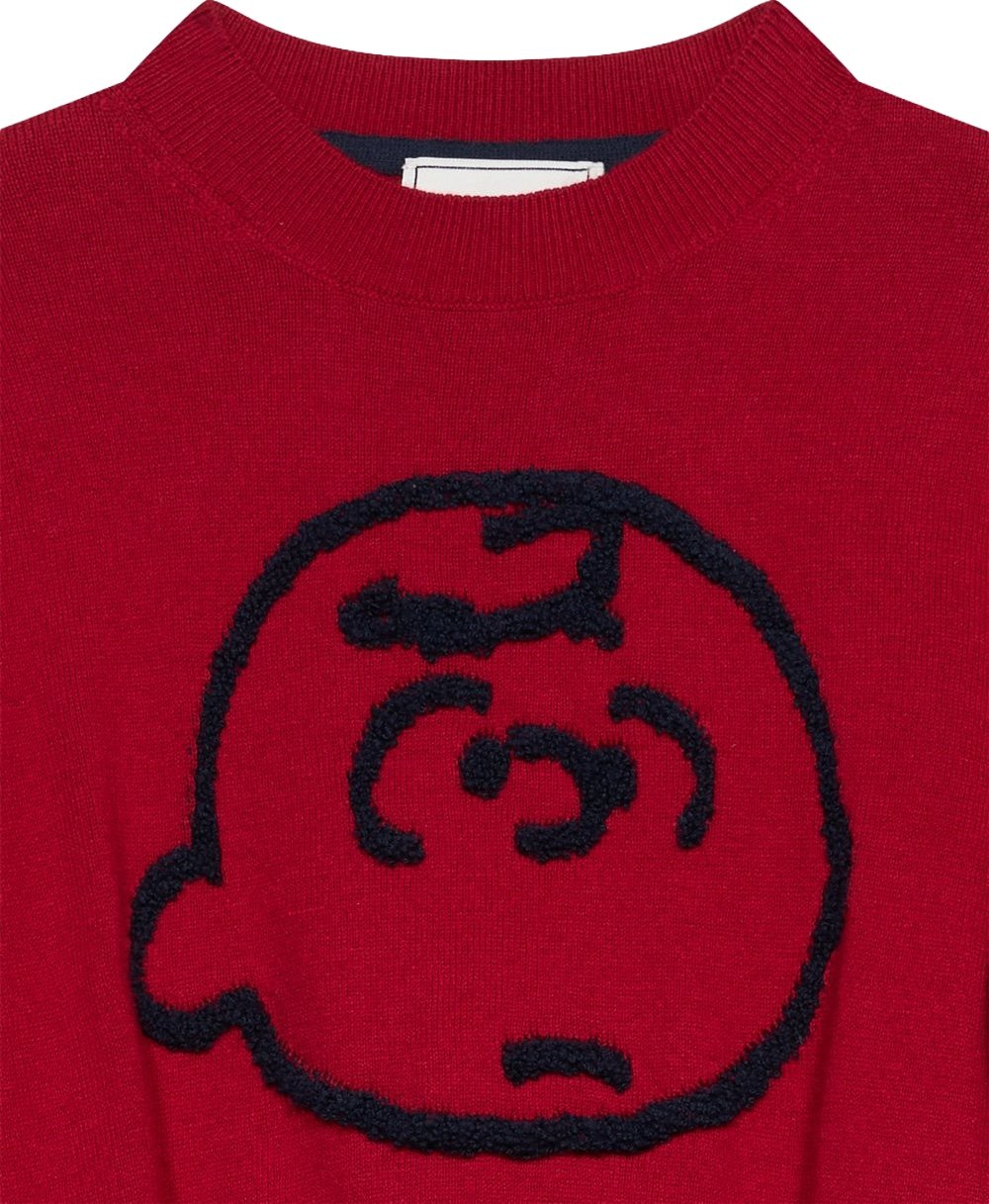 Boys' red crew-neck sweater with Peanuts graphic