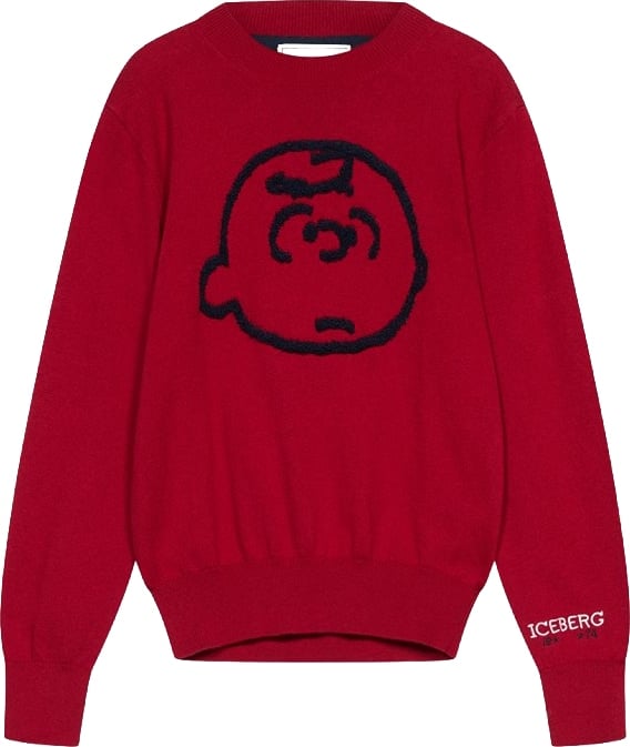 Boys' red crew-neck sweater with Peanuts graphic