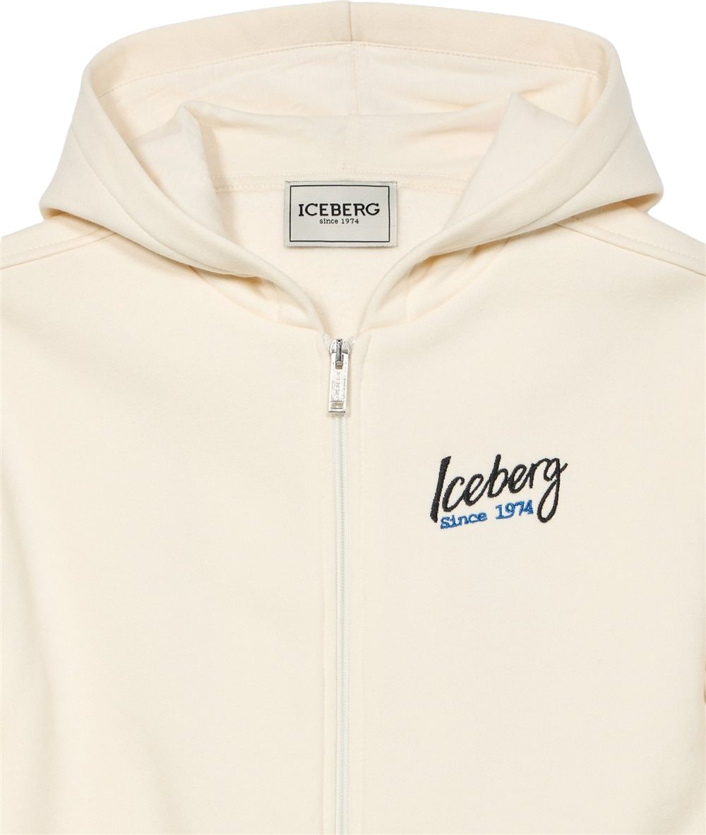 Boys' cream hoodie with Iceberg logo