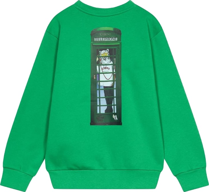 Boys' lettuce-green crew-neck sweatshirt with Iceberg logo