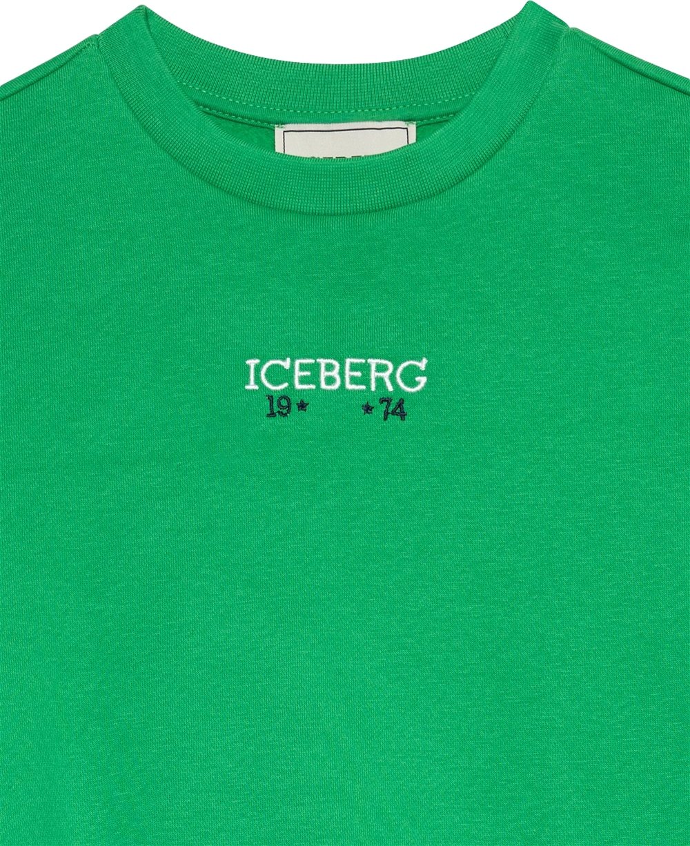 Boys' lettuce-green crew-neck sweatshirt with Iceberg logo