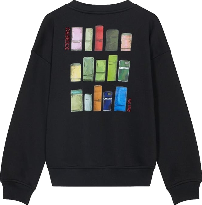 Boys' black crew-neck sweatshirt with multicolour graphic