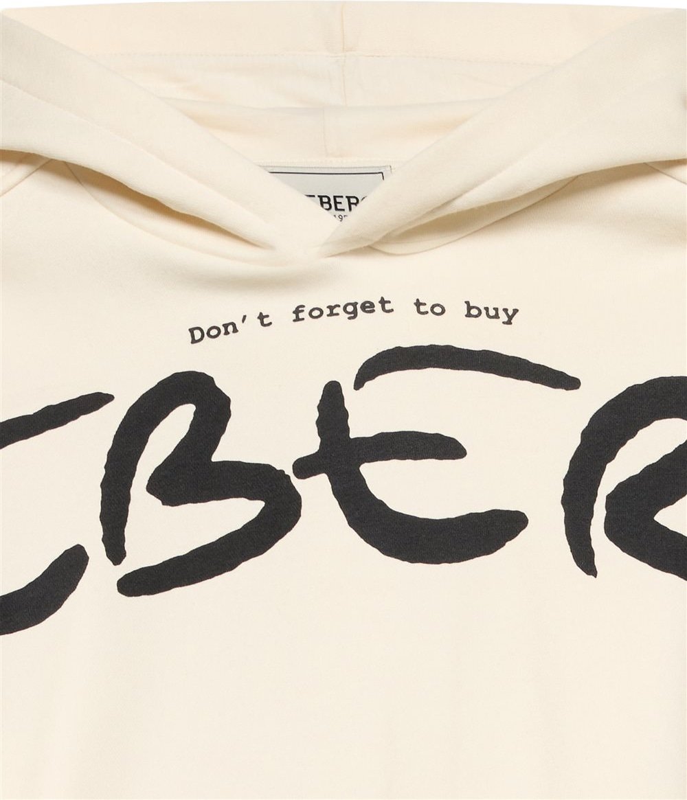 Boys' cream hoodie with maxi logo
