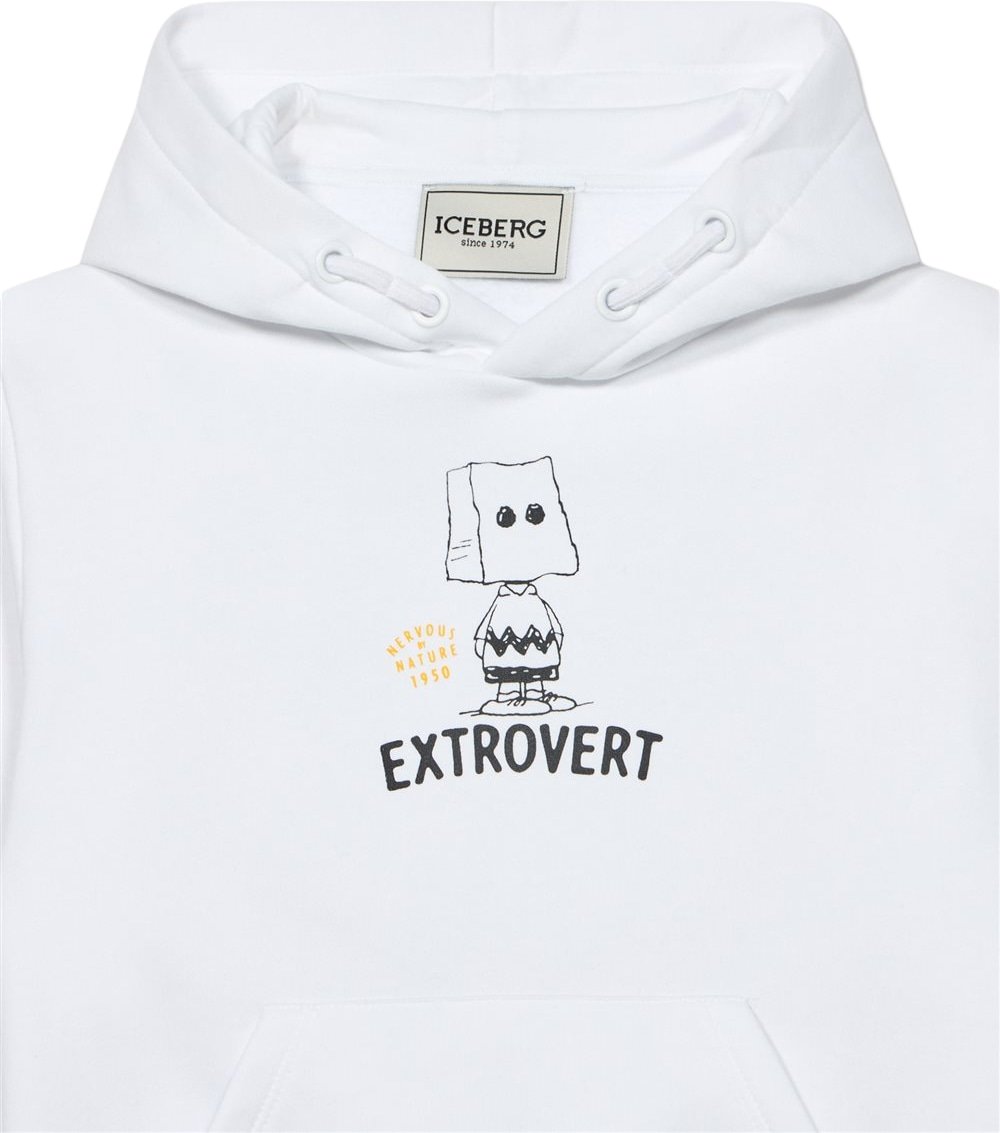 Boys' white hoodie with Extrovert graphic