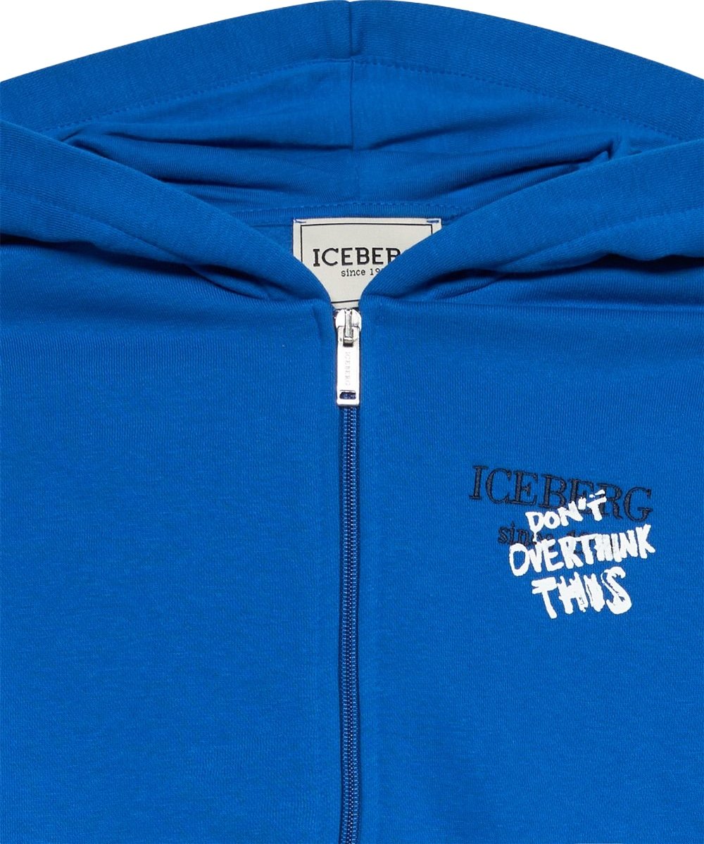 Boys' blue zip-up hoodie with Iceberg logo