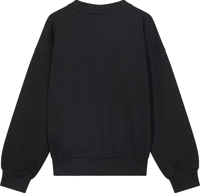 Boys' black crew-neck sweatshirt with maxi logo patch