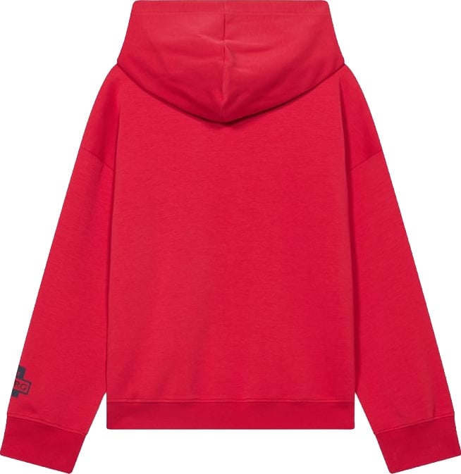 Boys' red hoodie with racing graphics