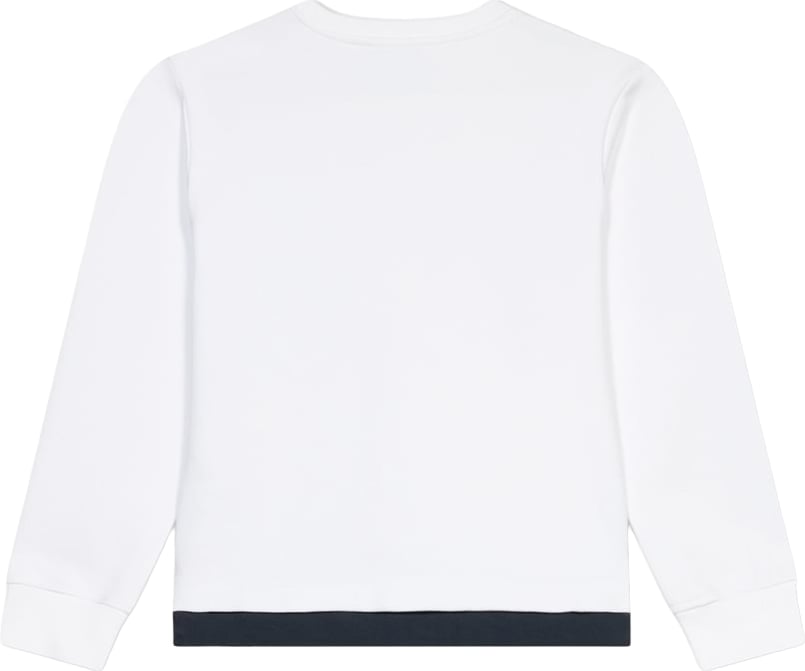 Boys' white crew-neck sweatshirt with nylon pocket