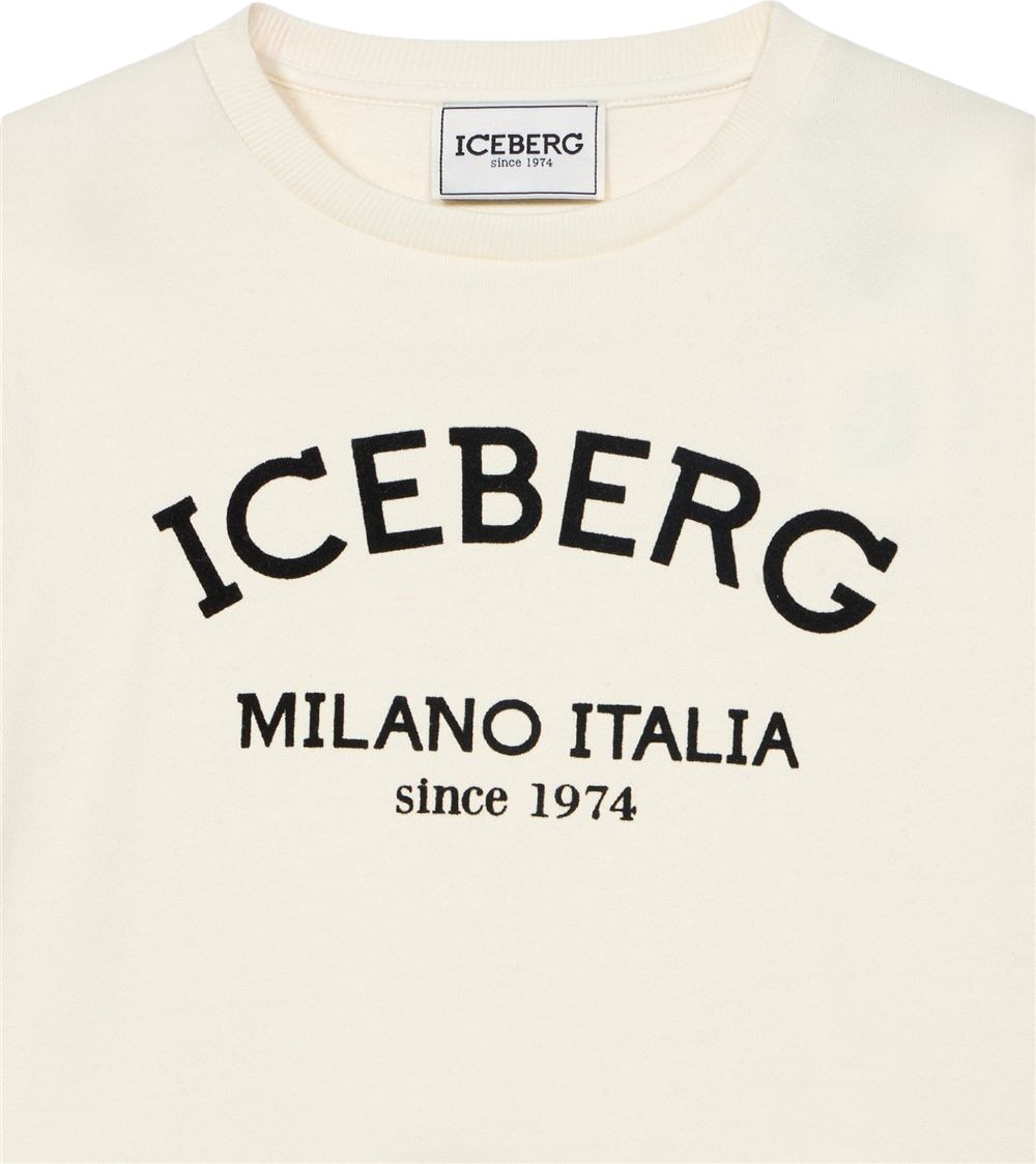 Boys' cream crew-neck sweatshirt with Iceberg logo