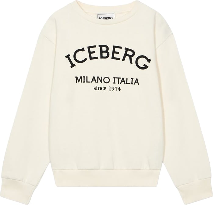 Boys' cream crew-neck sweatshirt with Iceberg logo