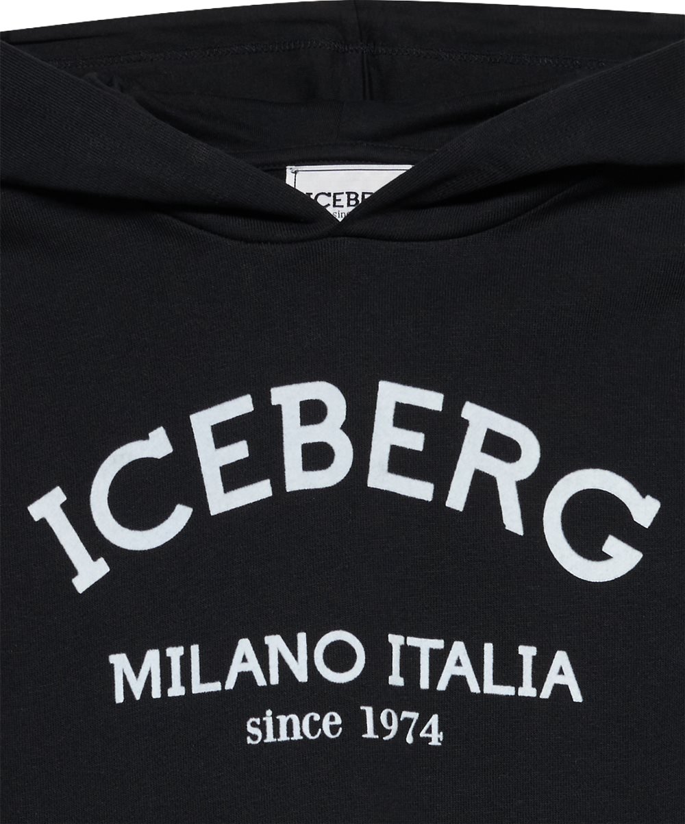 Boys' black hoodie with Iceberg logo