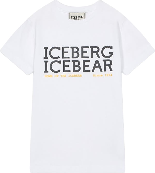 Boys' white T-shirt with double Iceberg logo