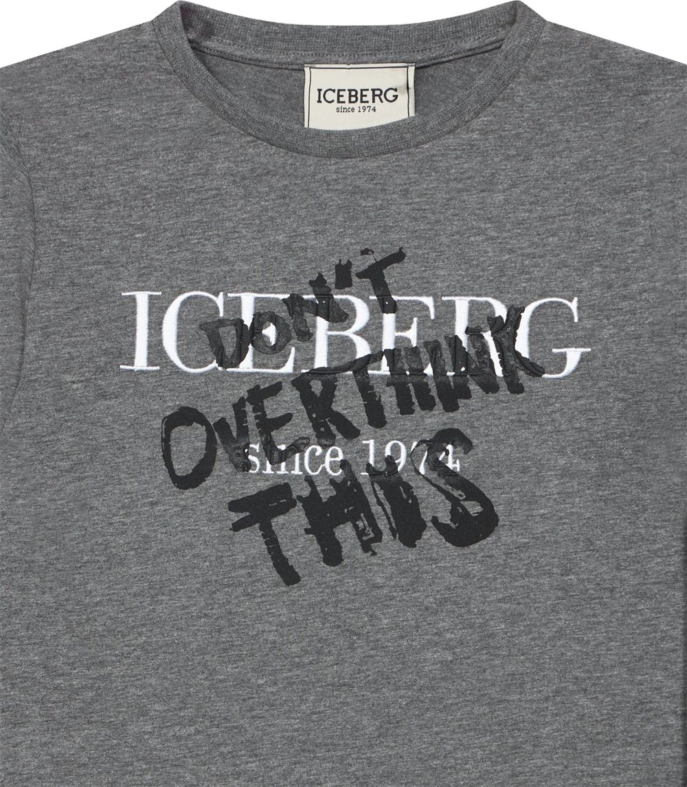 Boys' grey long-sleeved T-shirt with lettering graphic