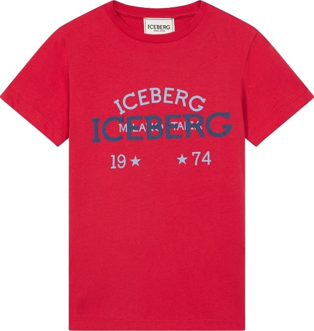Boys' red T-shirt with double Iceberg logo