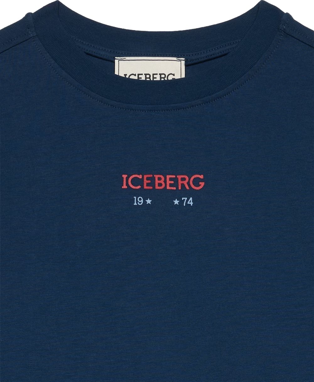 Boys' navy blue long-sleeved T-shirt with Iceberg logo