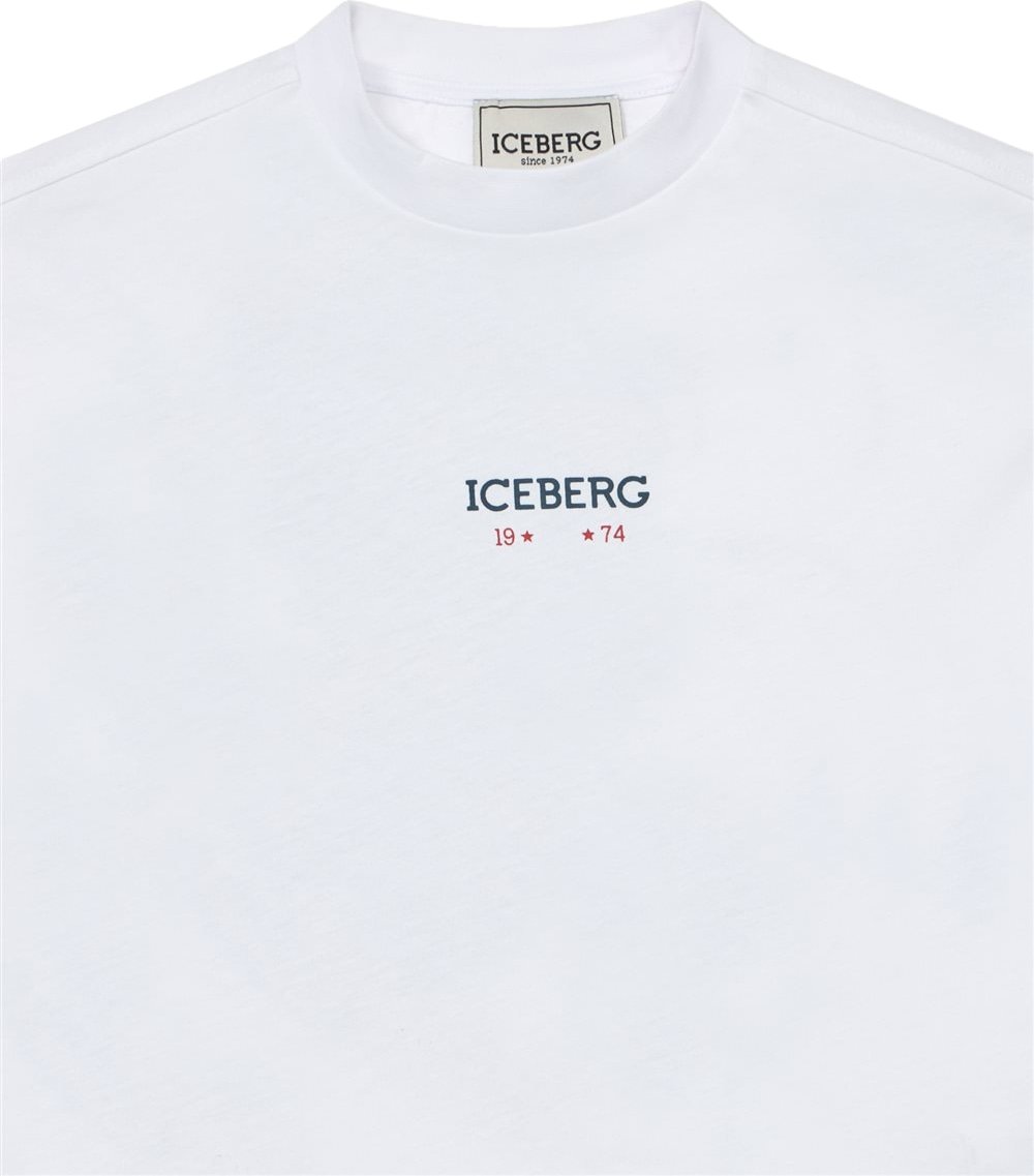Boys' white T-shirt with Iceberg logo