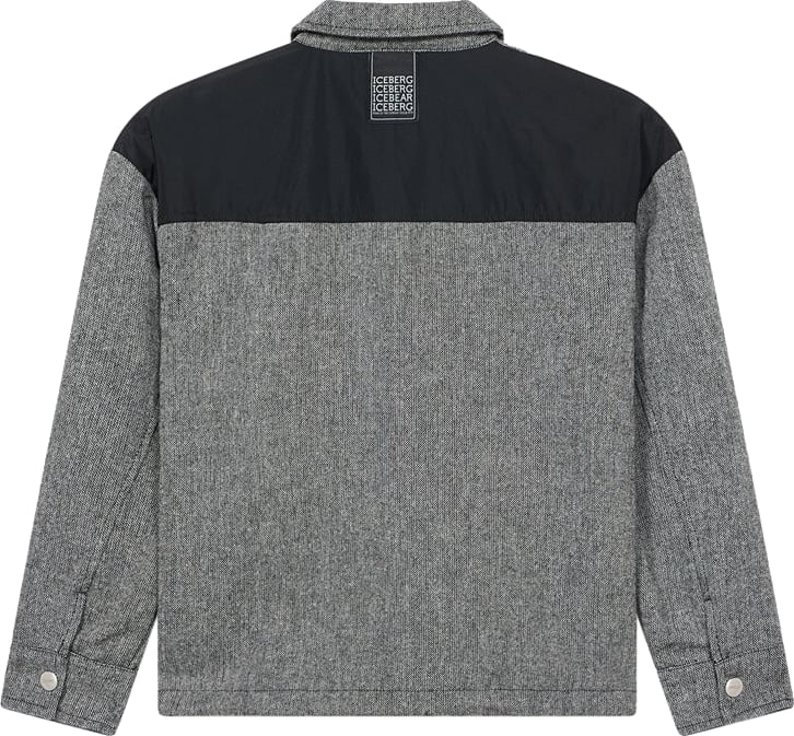 Boys' grey shirt jacket in salt-and-pepper fabric
