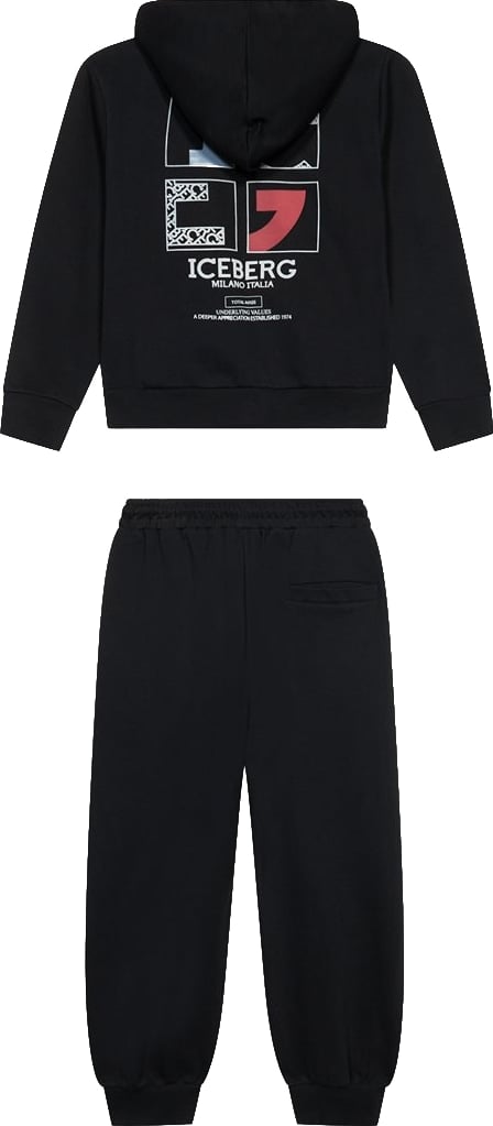 Boys' black tracksuit set with hoodie and trousers