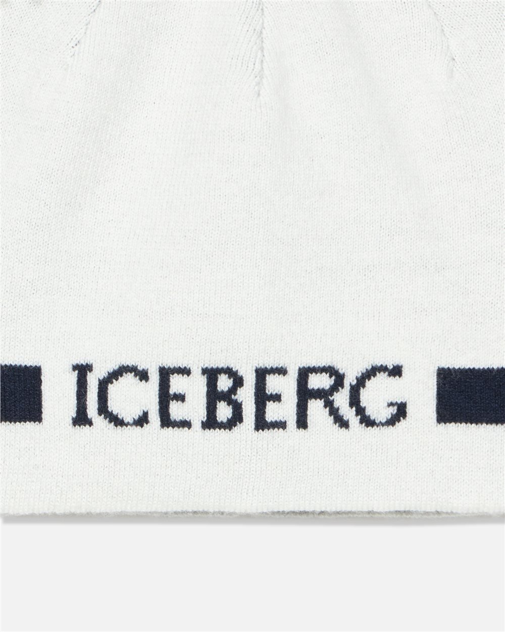 Boys' white beanie with Iceberg logo