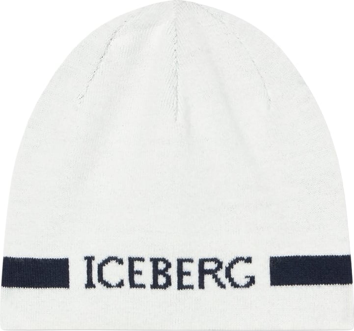 Boys' white beanie with Iceberg logo